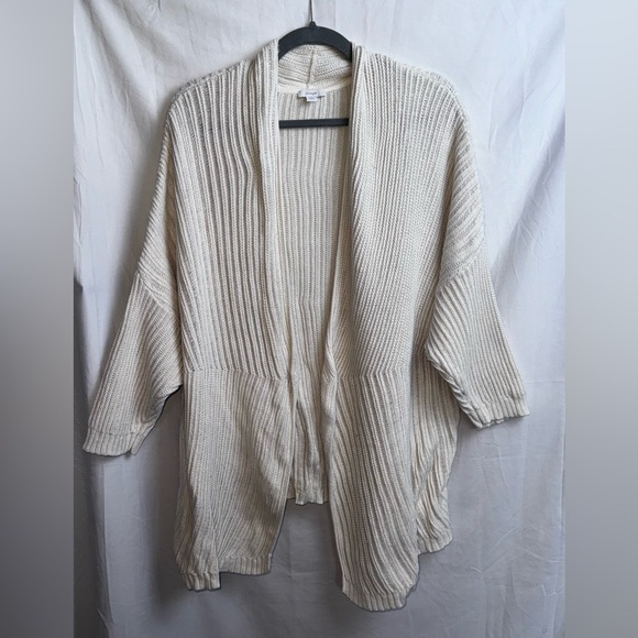 J. Jill Sweaters - J Jill Cream Knit Ribbed Open Front Cardigan Size 2X